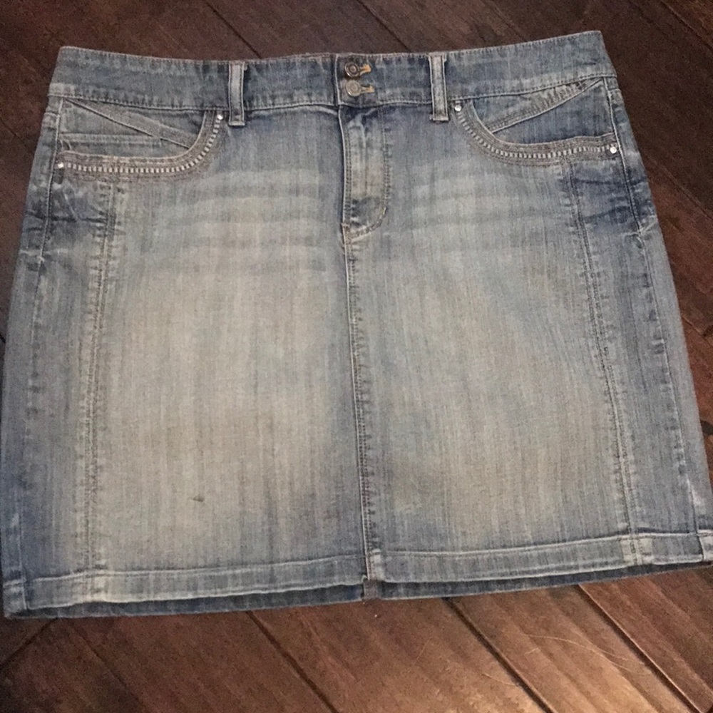 Bedazzled White House Black Market Denim Skirt